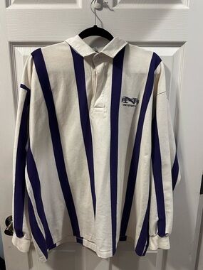 Vintage Northwestern University Rugby Shirt XL Striped USA Made
